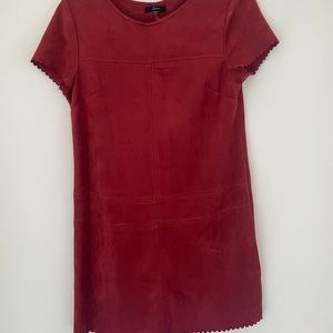 Red faux suede mini dress